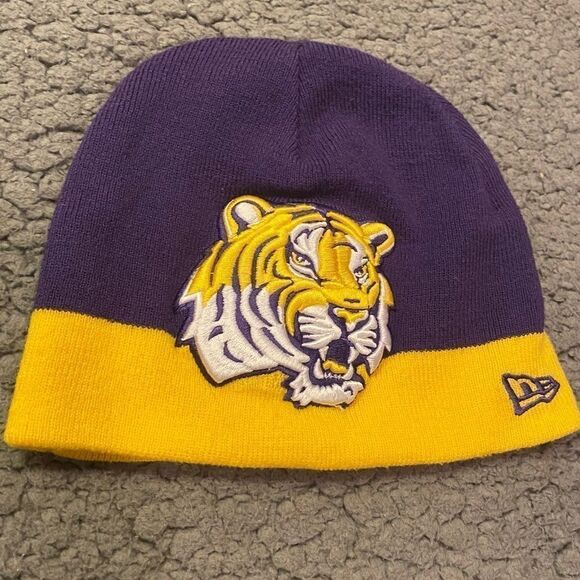 LSU Tiger Youth Beanie Purple/Gold OSFA - Picture 2 of 6